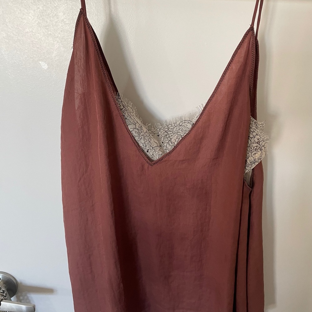 Free People Burgundy top with lace detail
